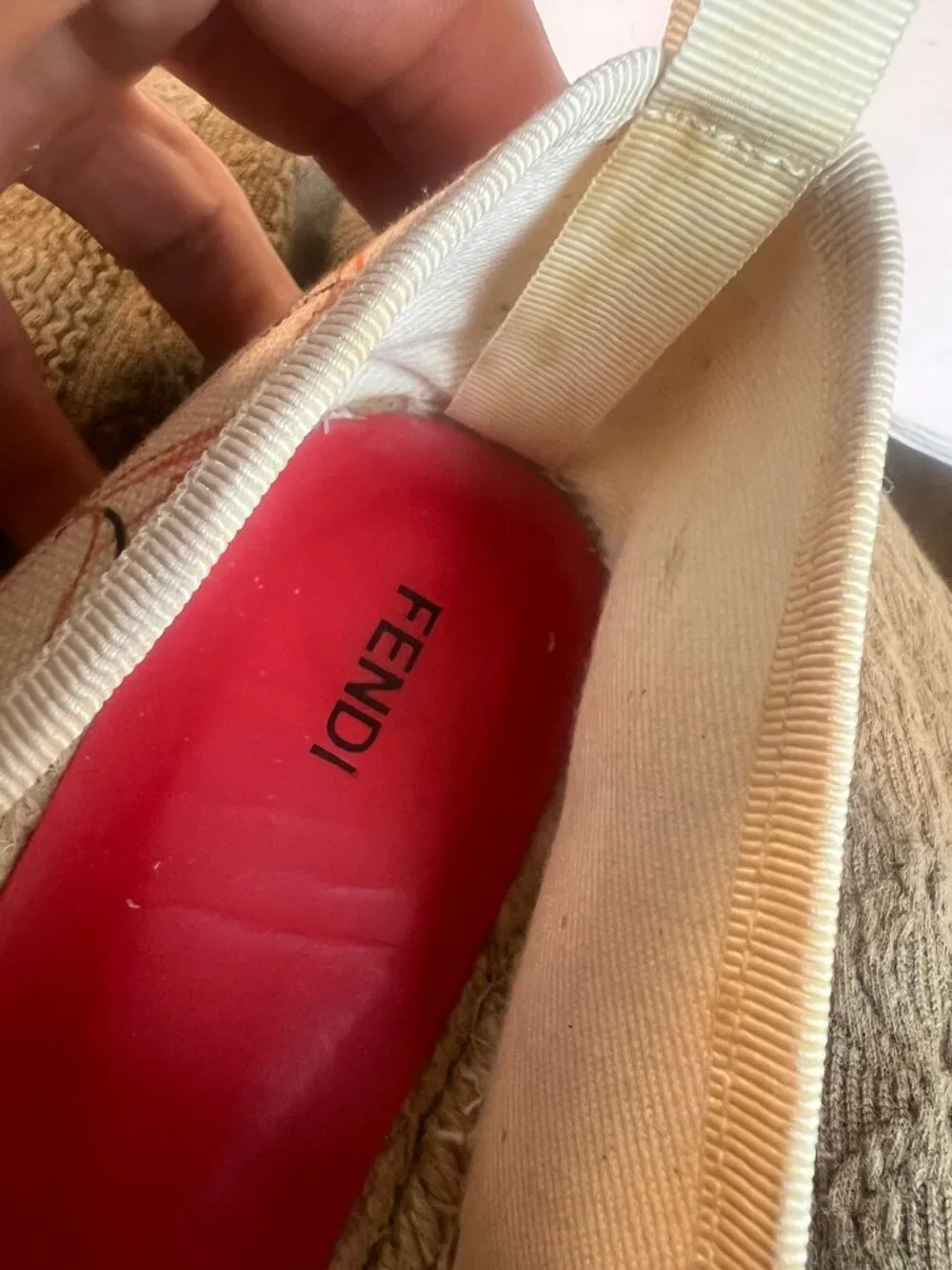 Fendi Pink White Navy Patterned Espadrille Flats